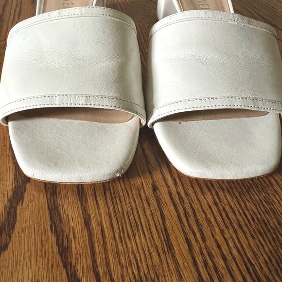 Stuart Weitzman Cayman Block Heel Slides Mule Sandals White Leather 35mm 8.5 - Picture 4 of 6